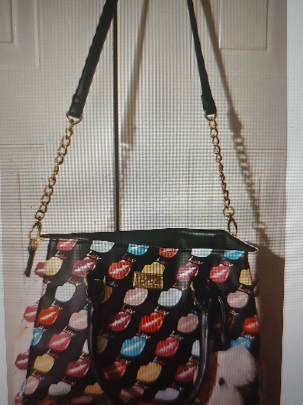 BETSEY JOHNSON Luv Rainbow Pride Lips Kiss Tote Shoulder Bag Purse w/ Charm